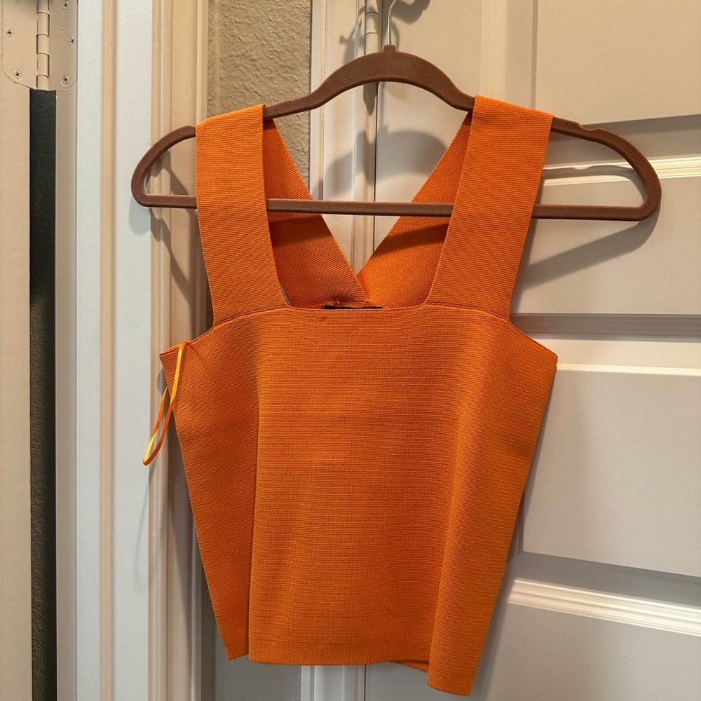 Orange Sleeveless Bodycon Type Top